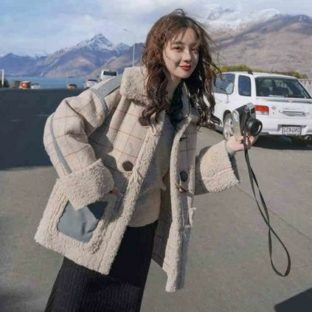 チェック柄 ふわもこボアジャケット オーバーサイズコート 大人