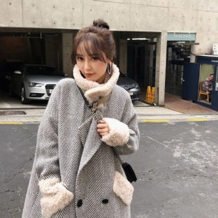 秋冬コート 厚手 ダブルブレスト ハイネック ジャケット