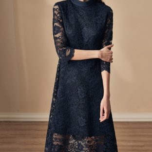 フローラルレース ハイネック パーティーワンピース