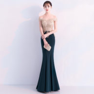 フラワー レース オフショル マーメイド ロング ドレス