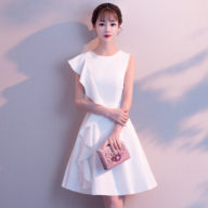 ドレス 結婚式 パーティー お呼ばれ フレア スリット 上品