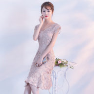 【5色】リボン 刺繍 裾フリル タイト ミディドレス ワンピース