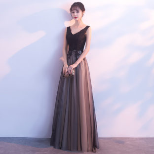 フローラルレース ノースリーブ ロング パーティー ワンピース