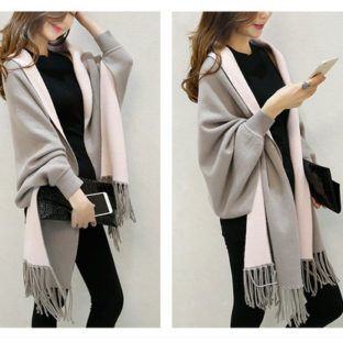バイカラー★ショールカーディガン　4色