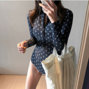 ワンピース ラッシュガード 小花柄 ジッパー