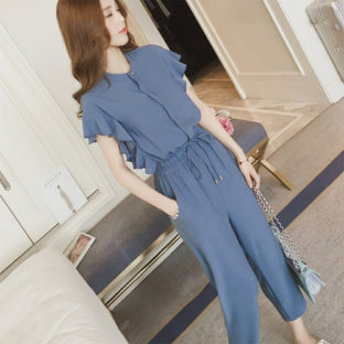 セットアップ ツーピース フリル ウエストリボン パンツ 3色