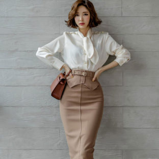 セットアップ シフォン ブラウス タイト スカート ビジネス