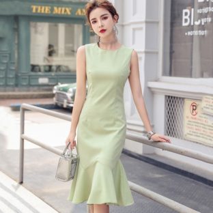 ワンピース シンプル 涼し気 フレア サマードレス OL お出掛け