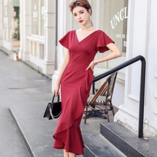 ドレス カクテルドレス ロング タイト フレア 結婚式 二次会