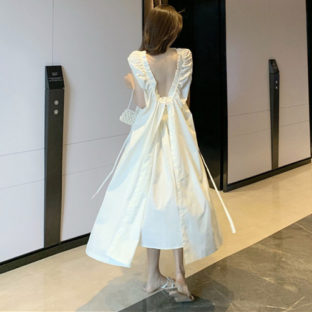 ワンピース フレアスカート フレンチスリーブ