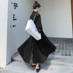 ワンピース トレンチ風 ロング ボタンダウン フレア カジュアル　２色