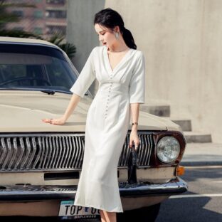 ワンピース ホワイト 洗練 エンパイアウエスト