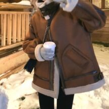 フェイクムートン フライトジャケット 襟ベルト 裏ボア 防寒