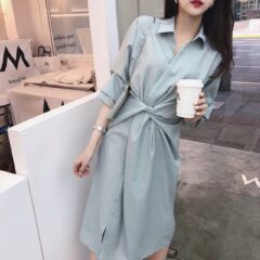 どこに行っても好印象♪優しいニュアンスカラーのシャツワンピ