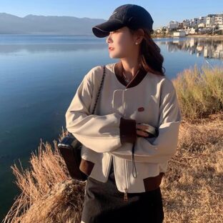 韓国スタイル　野球ユニフォームショートジャケット　ハイエンドストリートトップ