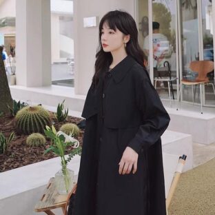 ファッショナブル　ウインドブレーカージャケット　ミッドレングス　膝上コート