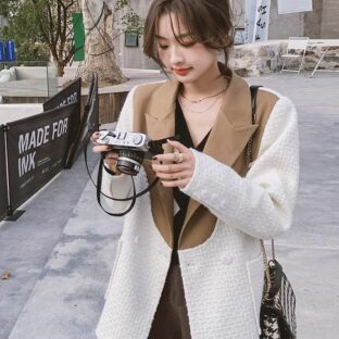 スプライシングカジュアル　スタイルブレザー　ハイエンドデザインニッチスタイル