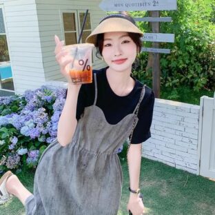 ツーピーススタイルドレス　韓国スタイルのミドル丈スカート