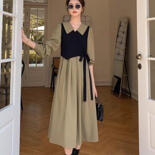 ハイエンドシーズンレトロスタイル ツーピースドレス