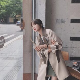 シックなウインドブレーカーコート 韓国デザインのコート