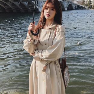 ハイエンドシックなウインドブレーカージャケット、ミディアム丈