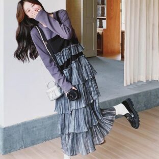 ツーピーススプライシングサスペンダードレス