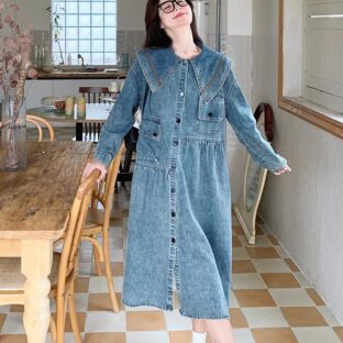 デニム ミッドレングスファッショナブル プレッピースタイル