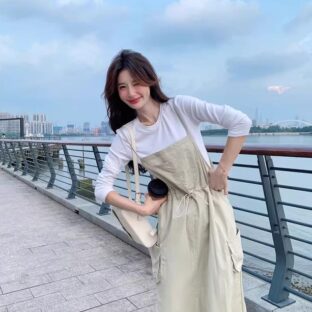 レディースワークサスペンダーワンピース 韓国風
