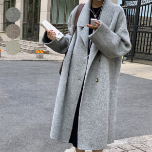 ウール コート ロング丈 ダブルブレスト かっちり マニッシュ