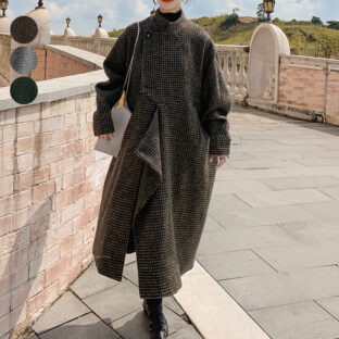 ビッグシルエット チェック ラグランスリーブ 体系カバー