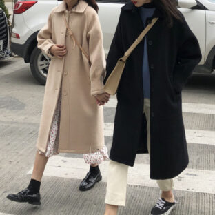 ステンカラーコート ミディ丈 シングルブレスト シンプル 定番