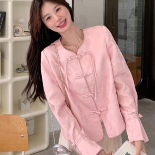 中国風のボタン付きカーディガンジャケット