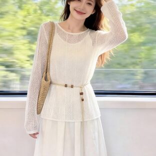 フレンチホワイトサスペンダードレス