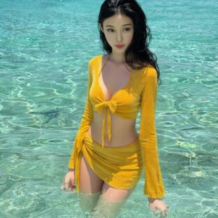 2026年　韓国スタイル　セクシービキニイエロー　4点セット